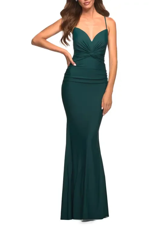 Prom Dress with Knot at Waist and Open Back