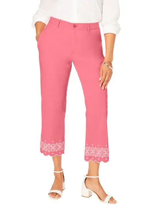 Stretch Poplin Classic Cropped Straight Leg Pant by Jessica London