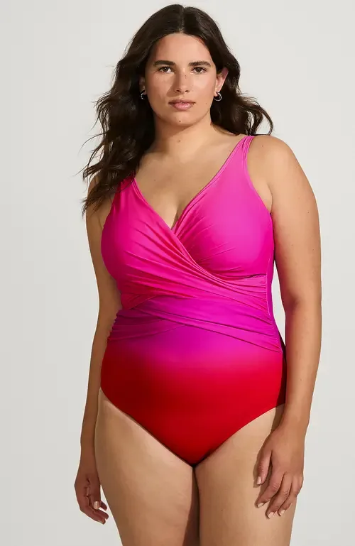 SlenderSuit Wrap One Piece Swimsuit by Lands' End