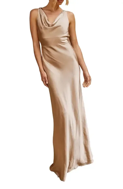 Cowl Front Satin Bridesmaid Dress by Six Stories
