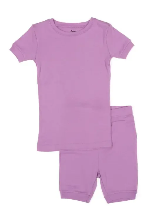 Cotton Two-Piece Short Pajamas, Stripes & Solids by Leveret
