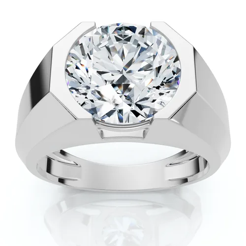 Certified 5 ct Elon Signature Bezel Diamond Ring 14k Gold or Pt Lab Grown by Bliss Diamond