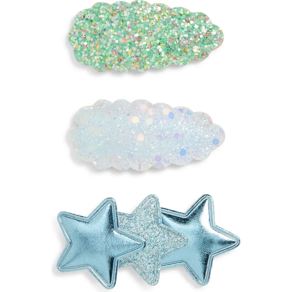 3-Pack Assorted Star & Sparkle Hair Clips Set by Cara