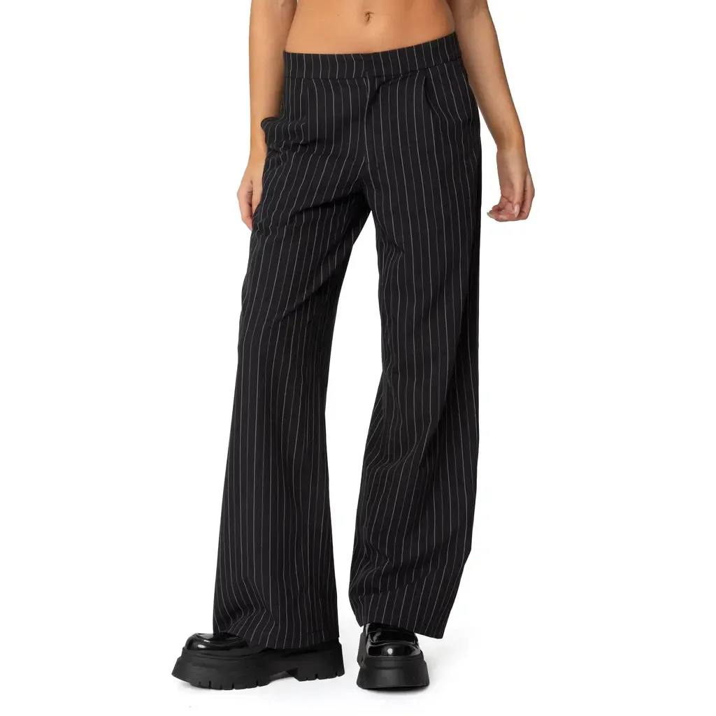 Aliza Pinstripe Straight Leg Pants by EDIKTED