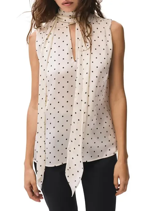 Polka Dot Tie Neck Top by MINT VELVET