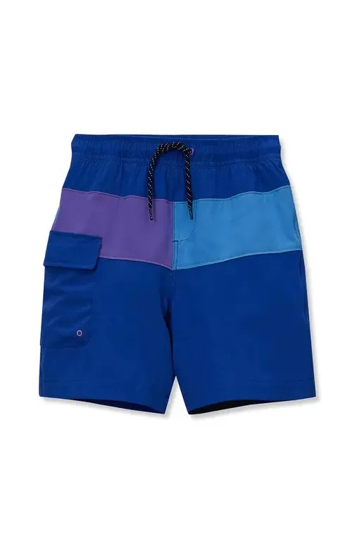 Chlorine Resistant Colorblock Hydroliner Board Swim Trunks by Lands' End