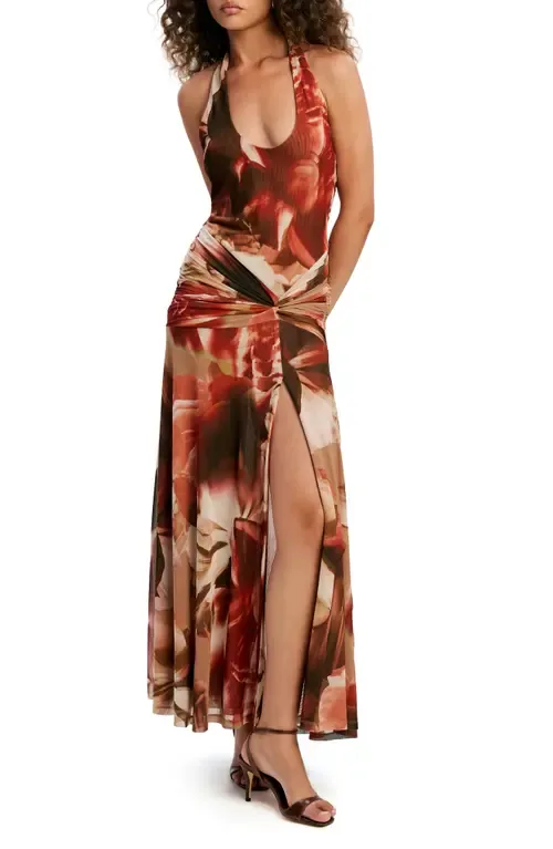 Sariba Halter Neck Mesh Maxi Dress by Bardot