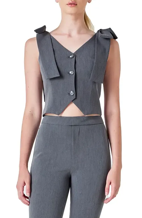 Bow Tie Strap Crop Vest by Endless Rose