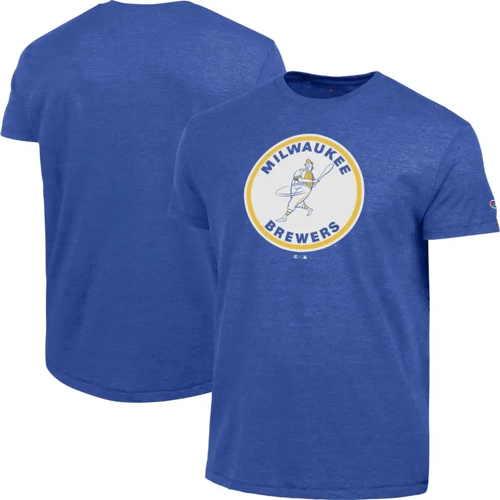 Champion Royal Milwaukee Brewers Cooperstown Logo Tri-Blend T-Shirt by Champion