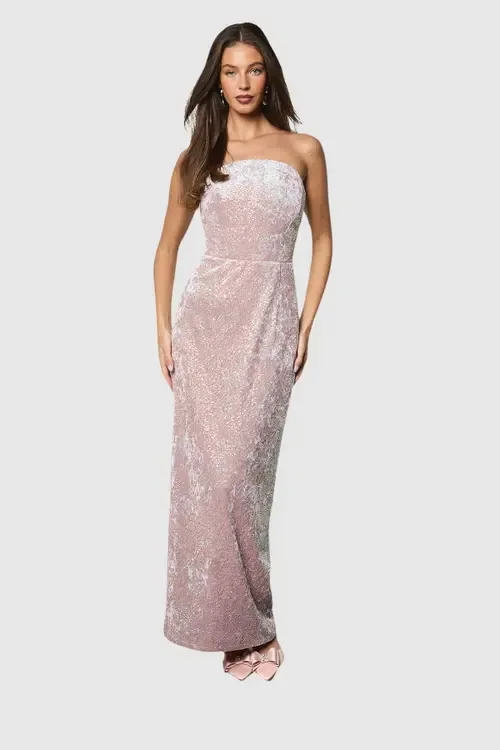 Sequin Bandeau Neck Column Dress by Coast