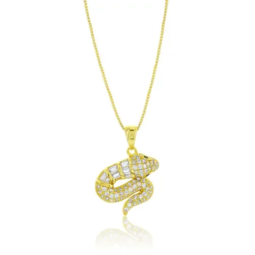 Sterling Silver Crystal Cobra Necklace by Donatello Gian