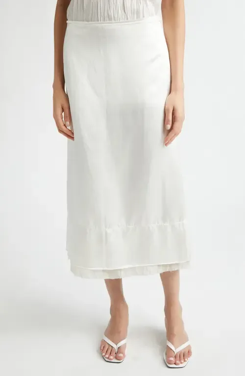 Layered Satin Midi Skirt