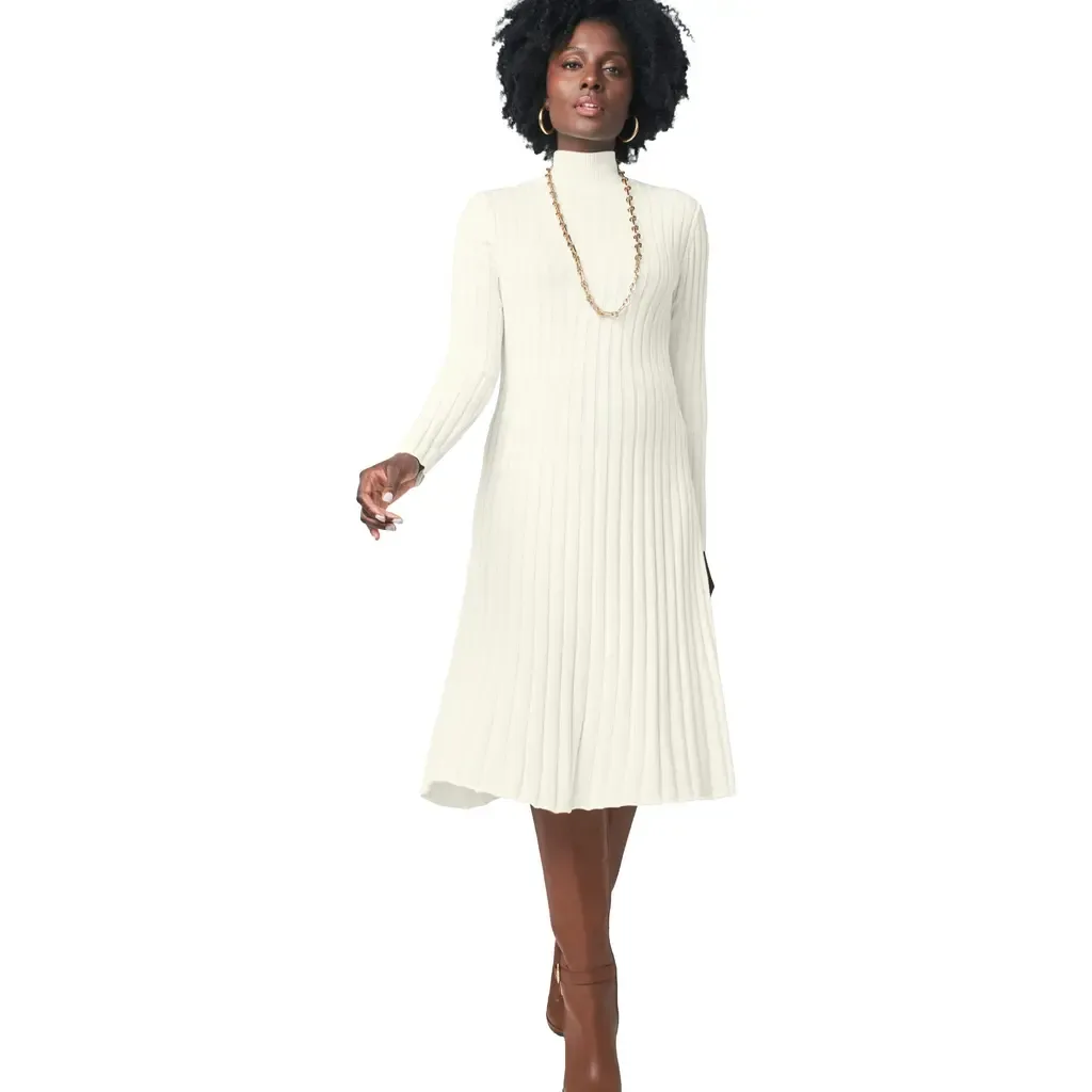 Mock Neck Midi Sweater Dress by Jessica London