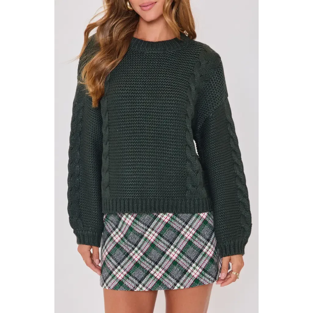 Pinecrest Cable Stitch Crewneck Sweater by VICI Collection