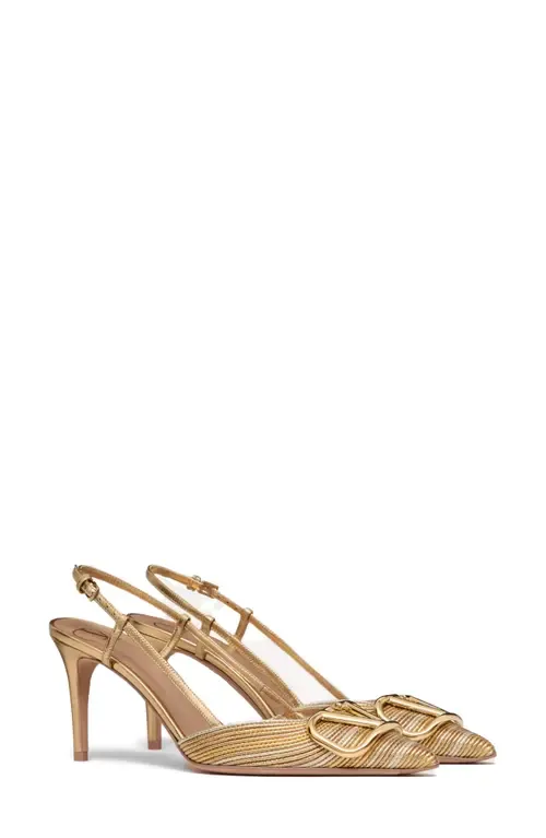 VLOGO Signature Metallic Slingback Pump by Valentino Garavani