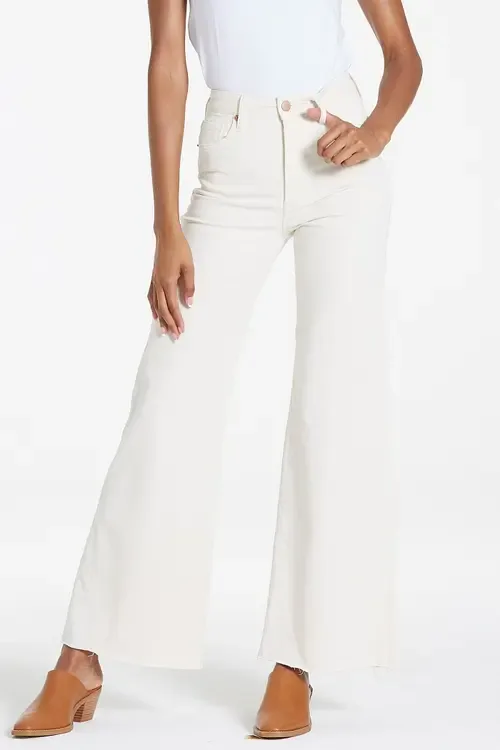 Fiona High-Rise Raw Hem Wide Leg Jeans