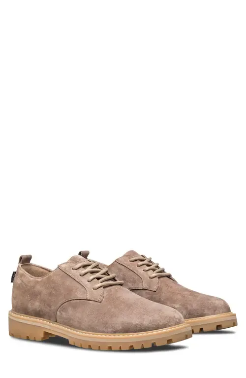 Logan Lugged Plain Toe Derby in Silver Mink Suede by CLAE