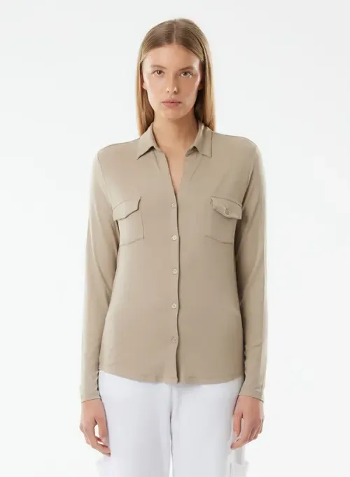 Soft Touch Long Sleeve Pocket Shirt by Majestic Filatures