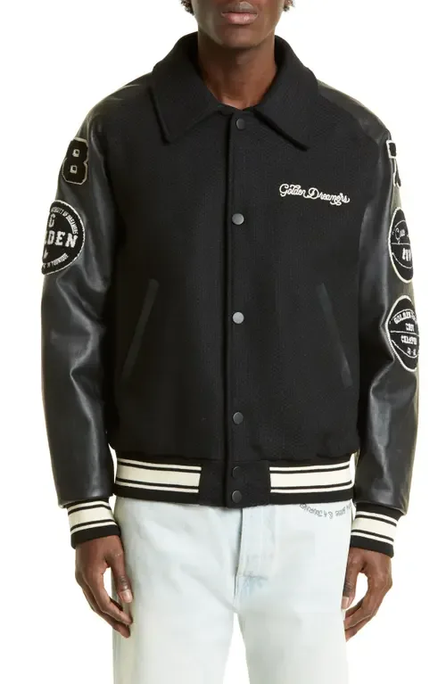 Golden Dreamers Wool & Leather Letterman's Jacket by Golden Goose