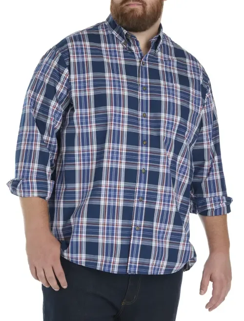 Easy-Care Large Plaid Sport Shirt by Harbor Bay by DXL