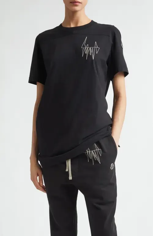Moncler x Rick Owens Logo Embroidered T-Shirt by Moncler