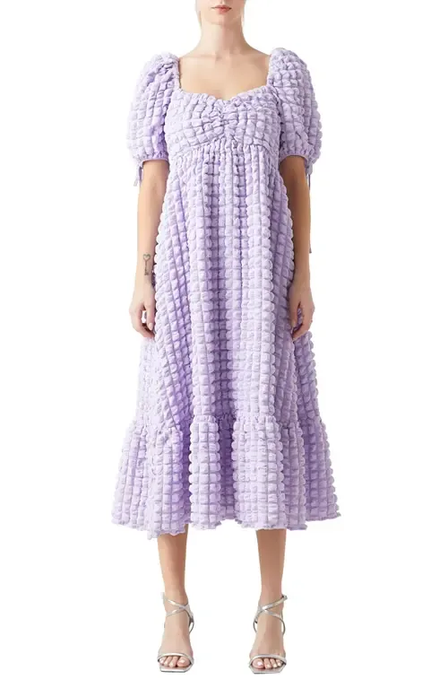 Texture Puff Sleeve Maxi Dress by Endless Rose