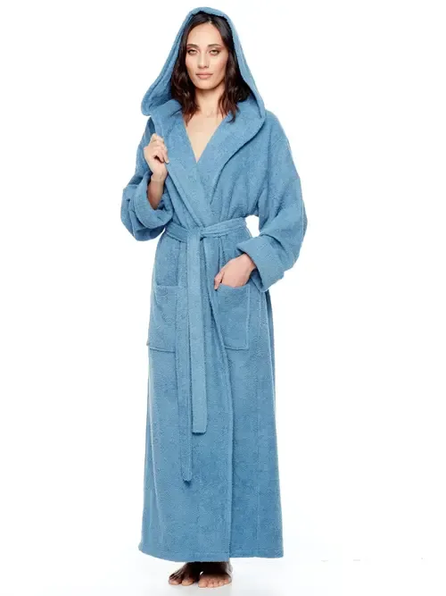 GOTS Certified Organic Cotton Long Hooded Robe