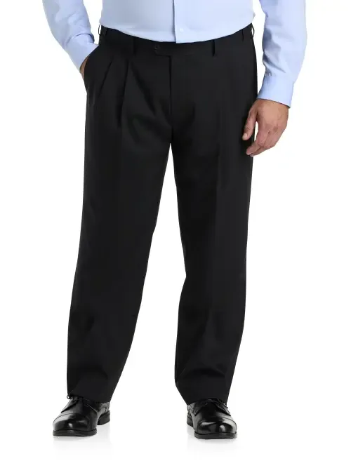 Perfect Fit Waist-Relaxer Pleated Suit Pants V2 by Oak Hill by DXL