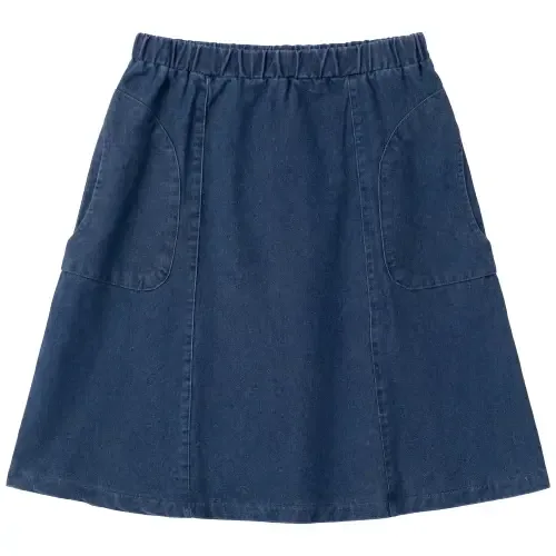 Colored Denim Skirt - Elastic Waist, Embroidered Back by So What