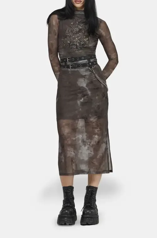 Eros Realm Graphic Mesh Midi Dress by Disturbia