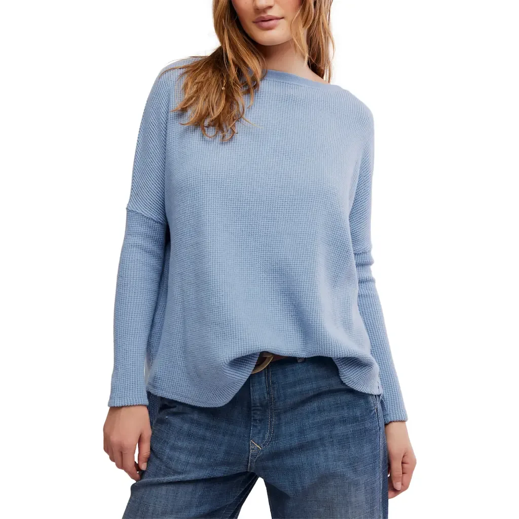 Latte Blue Oversize Thermal Top by Free People