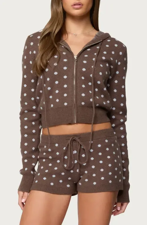 Kenny Polka Dot Knit Hooded Jacket by EDIKTED