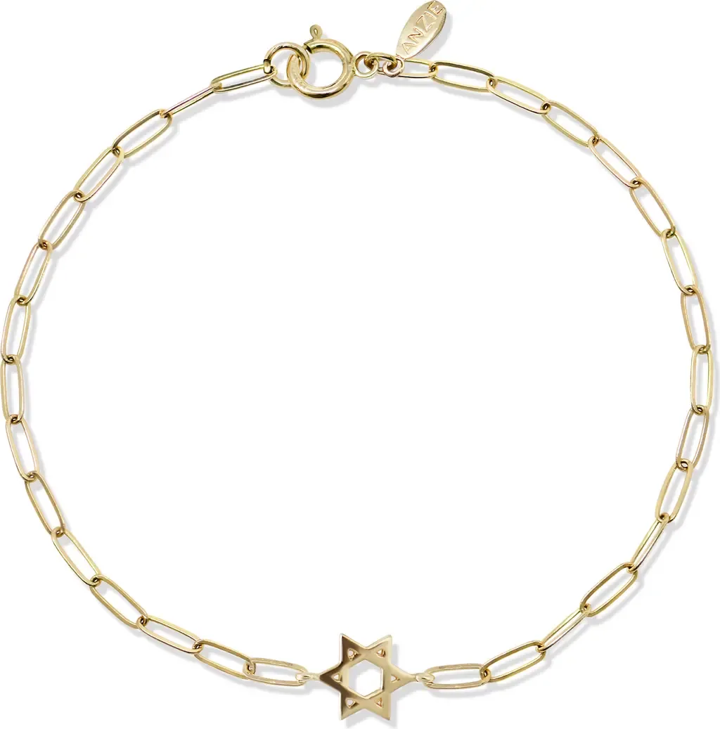 Love Letter Star of David Mini Paperclip Bracelet by Anzie