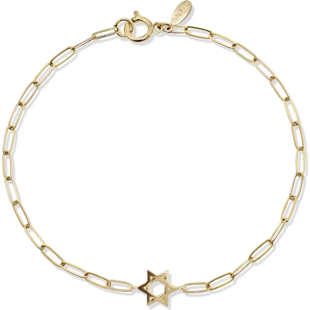 Love Letter Star of David Mini Paperclip Bracelet by Anzie