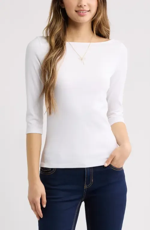 Boat Neck Three-Quarter Sleeve Top by BP.