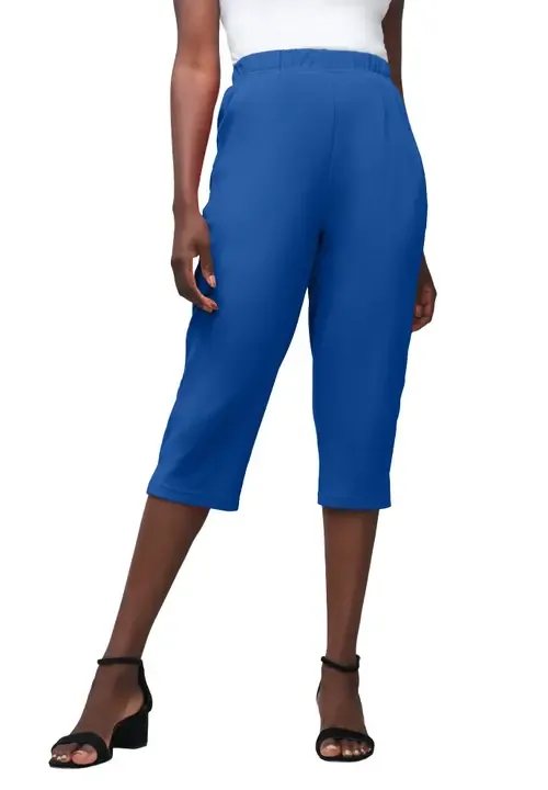 Soft Ease Cotton Knit Capri by Jessica London
