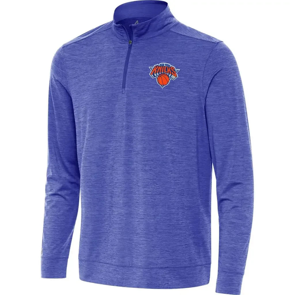 Antigua Heather Royal New York Knicks Bright Quarter-Zip Top by ANTIGUA