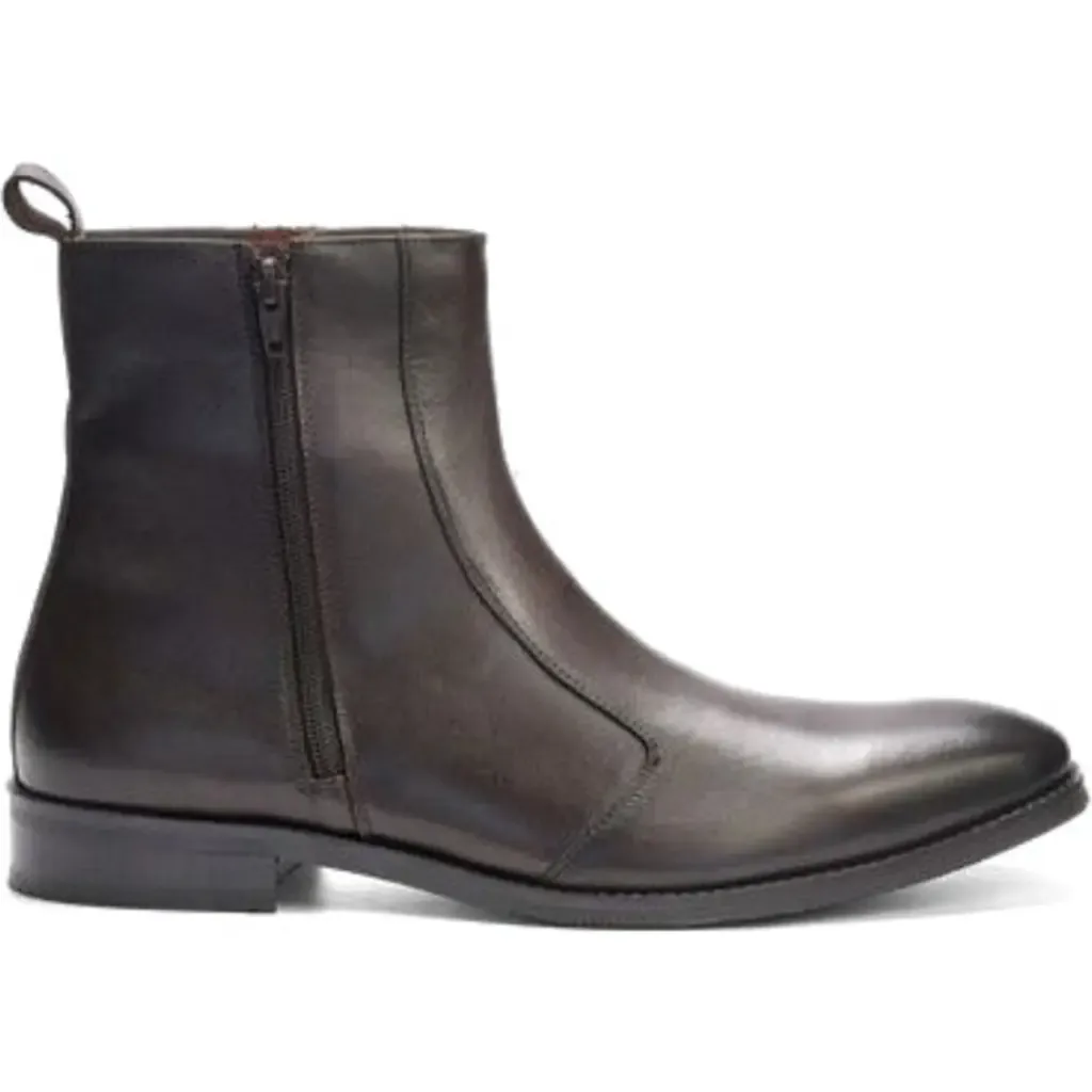 Lexington Zip Boot in Brown Leather by A. Veer