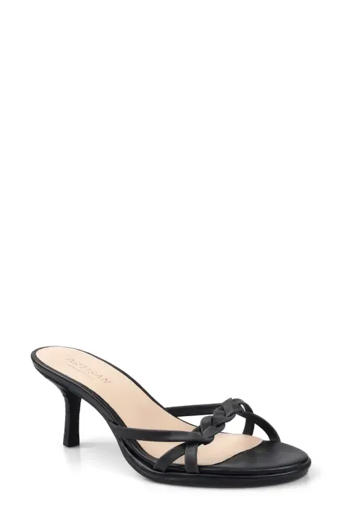 Pizz Kitten Heel Sandal in Black Leather by Artisan Crafted By Zigi