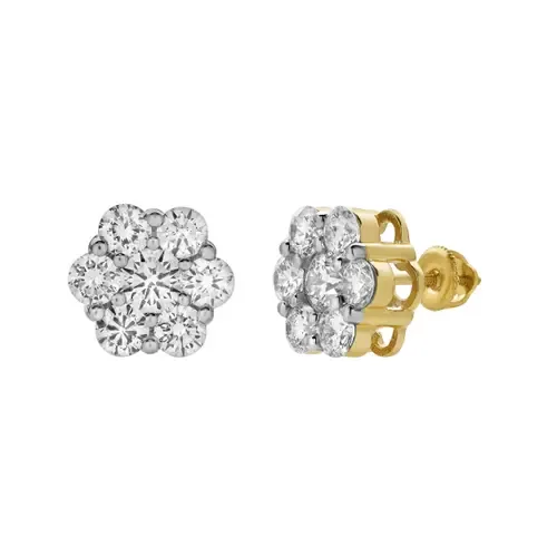 Meadow 14K Yellow Gold Cluster Lab Grown Diamond Earrings - 3.62 Cts by LuvMyJewelry