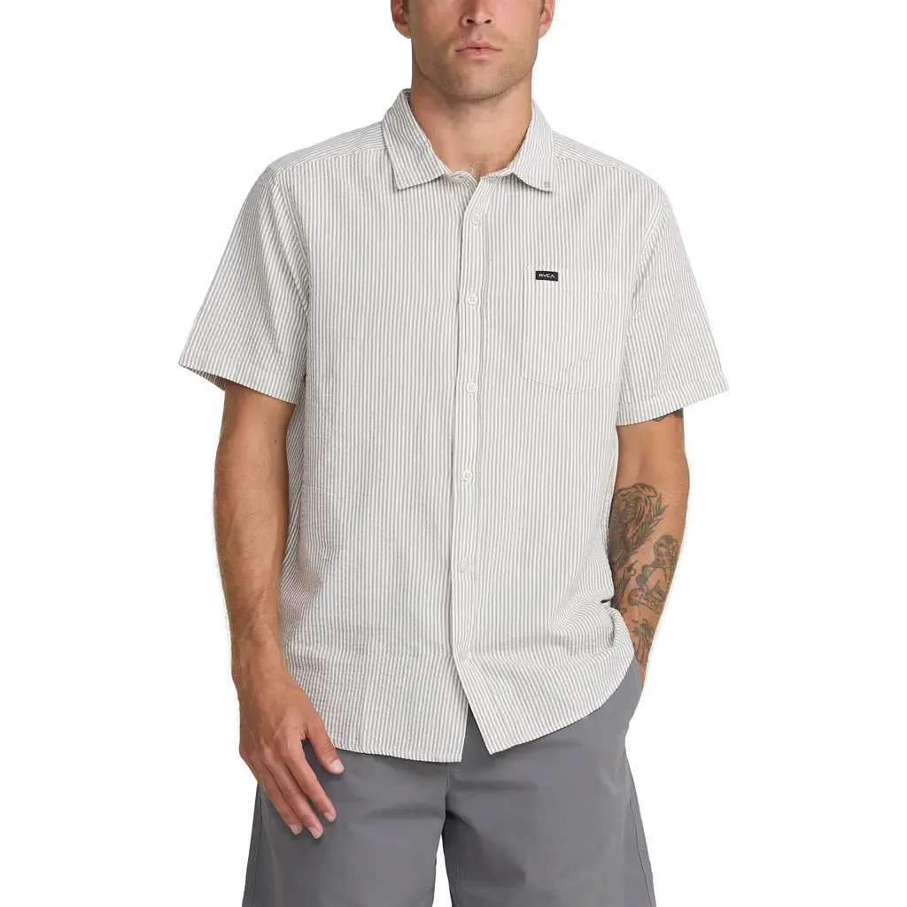 That'll Do Seersucker Short Sleeve Button-Up Shirt