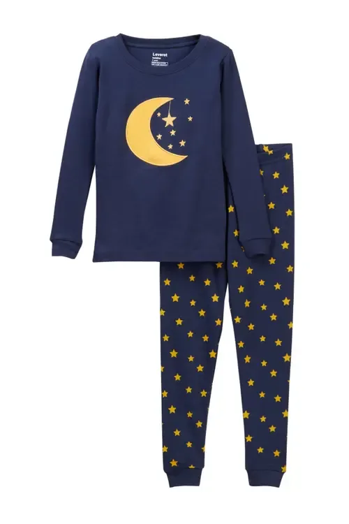 Cotton Two-Piece Printed Holiday Pajamas by Leveret