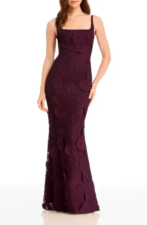Lorena Floral Appliqué Mermaid Gown by Dress the Population