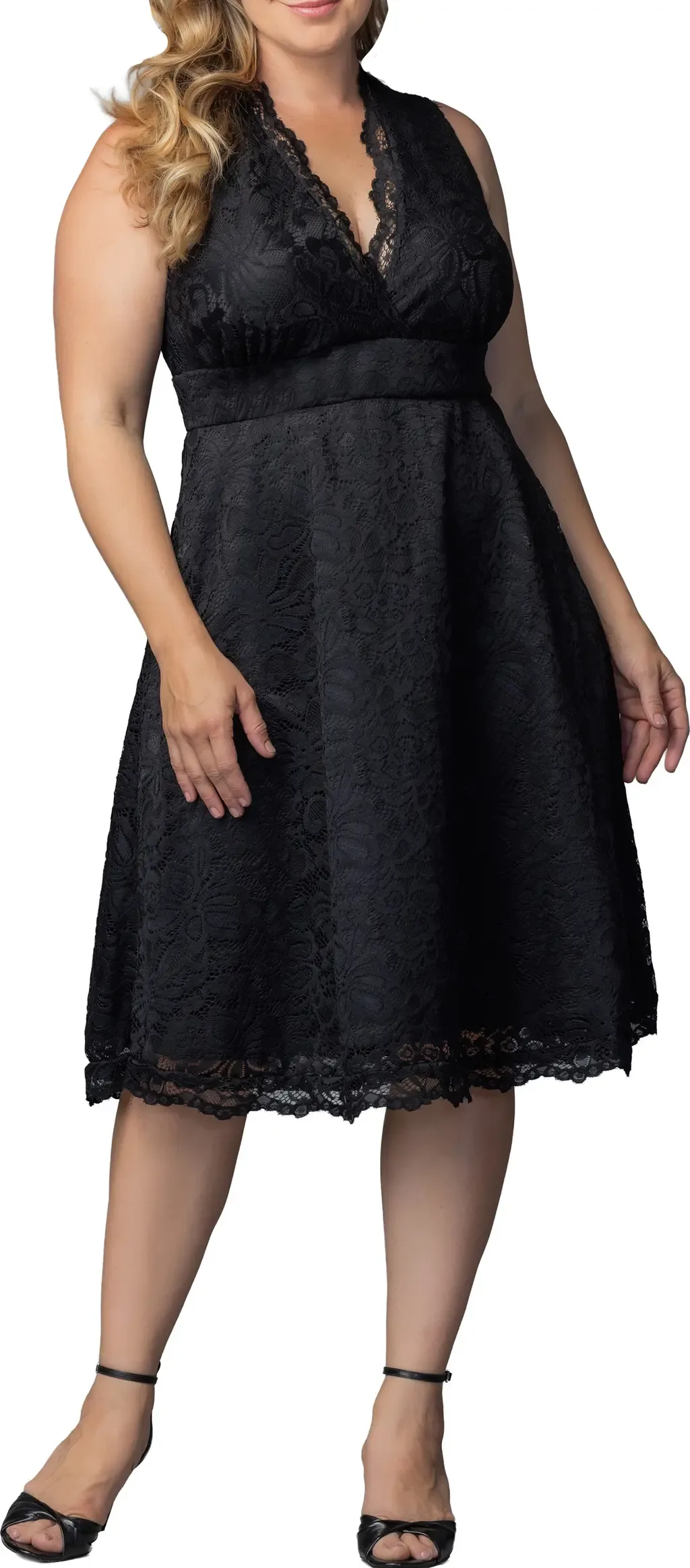 Pinup Boudoir Lace Cocktail Midi Dress