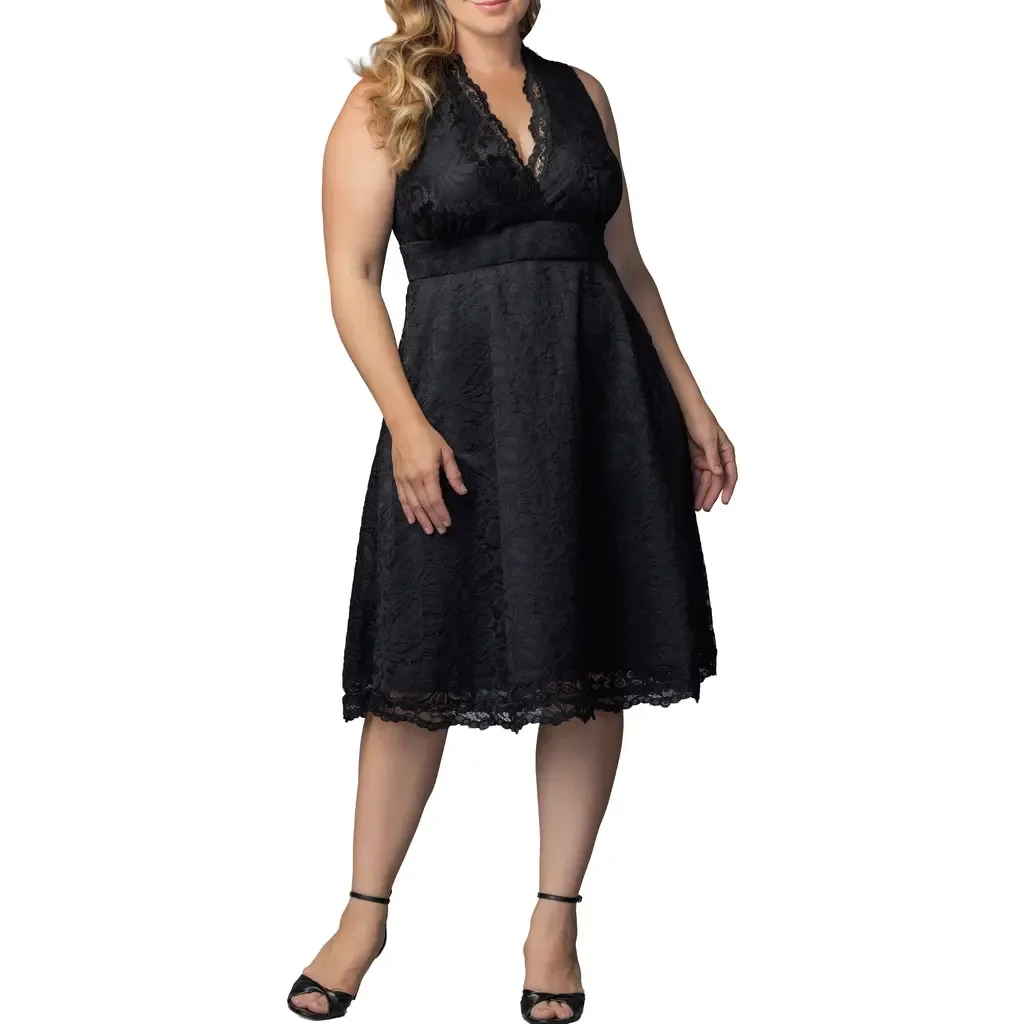 Pinup Boudoir Lace Cocktail Midi Dress by Kiyonna
