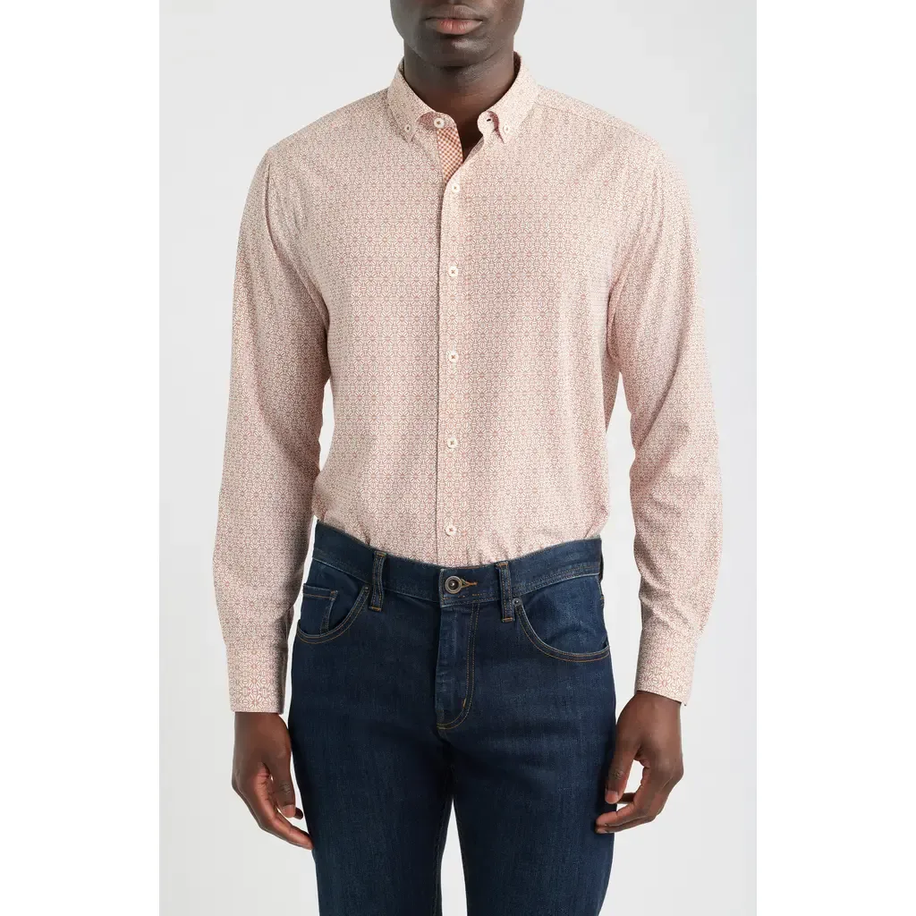 XC+™ Football Print Performance Button-Down Shirt by Johnston & Murphy