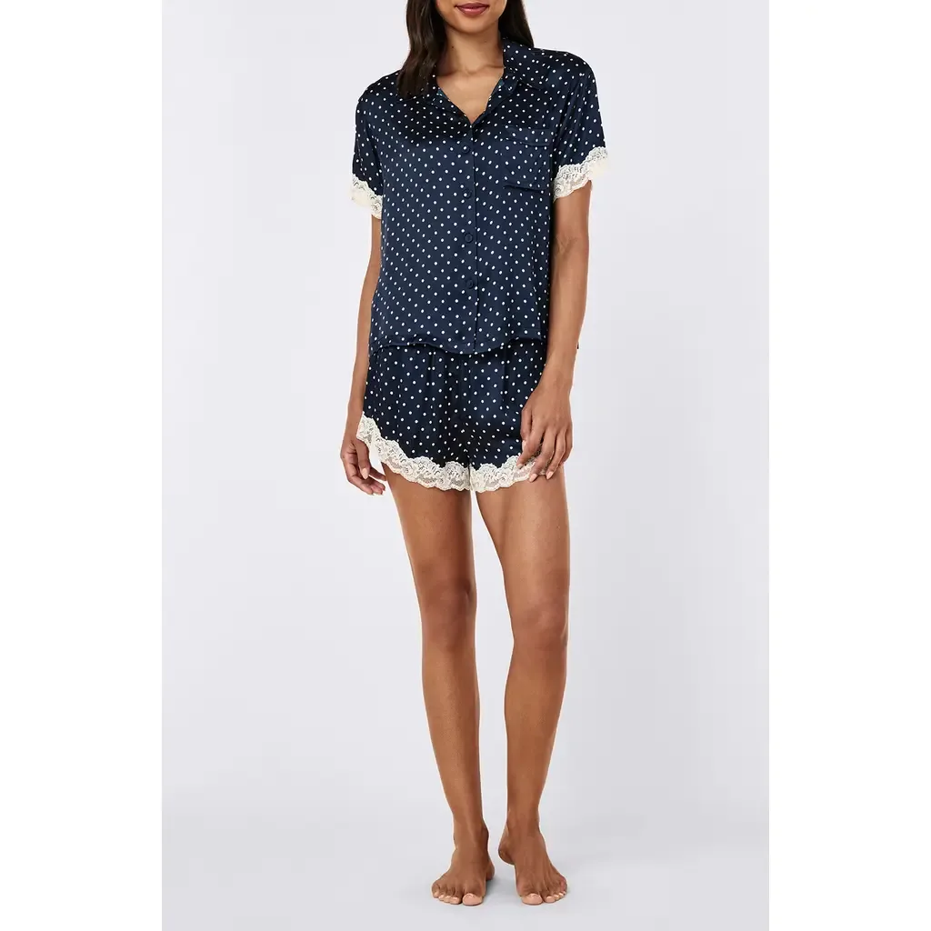 Annabelle Satin Lace Boxer Pajamas by Papinelle
