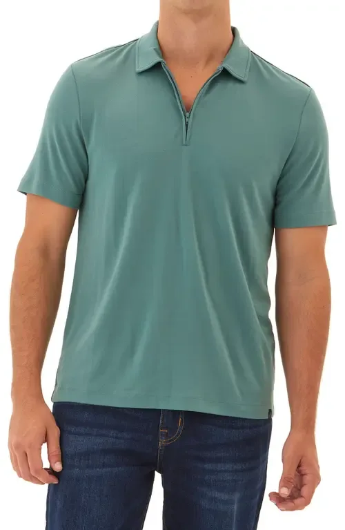 Erick Solid Peached Piqué Zip Polo by Threads 4 Thought