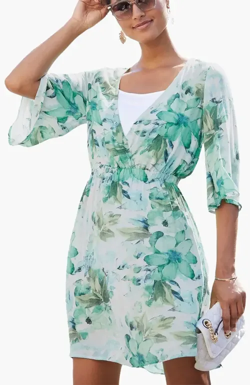 Floral Layered Look Dress by LASCANA
