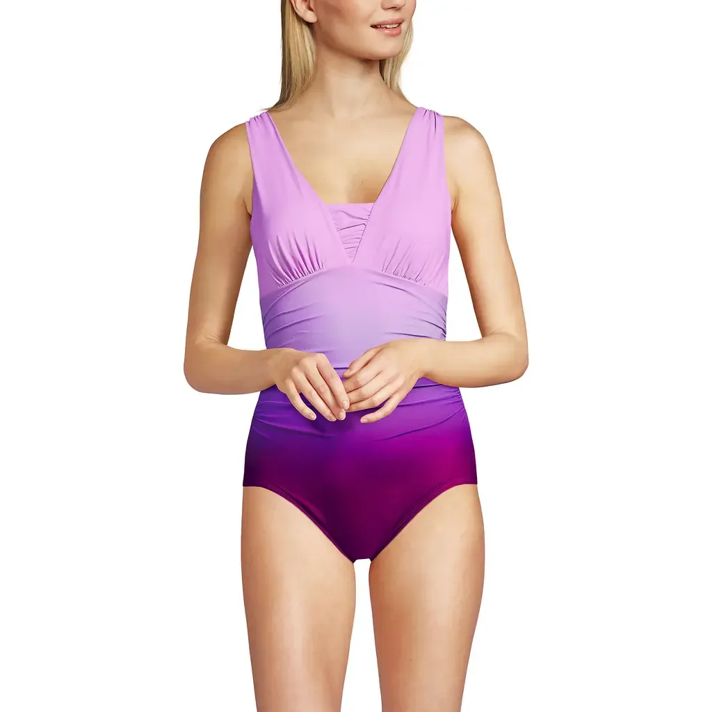 D-Cup Slender Grecian Tummy Control Chlorine Resistant One Piece Swimsuit by Lands' End